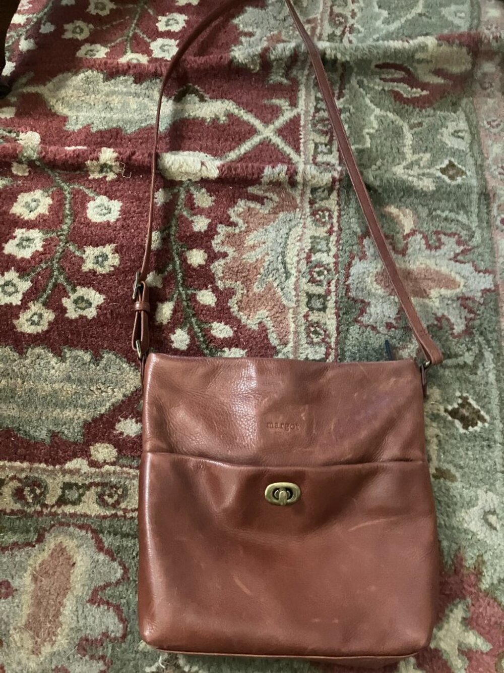 Brown Margot New York Leather Adjustable Crossbody Bag